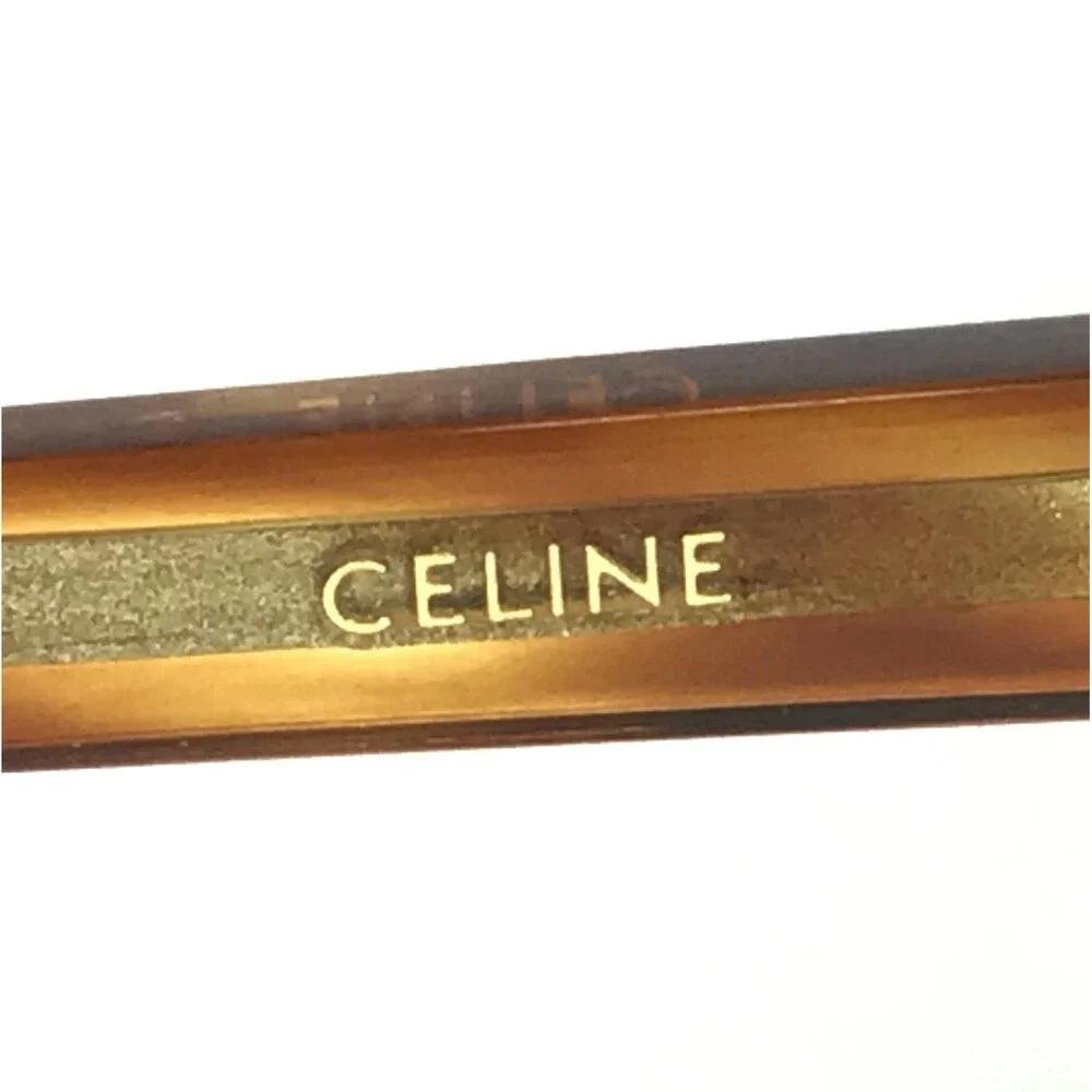Celine Sunglasses CL40061I 56C Brown Horn Square Frames w/ Silver Mirror Lenses